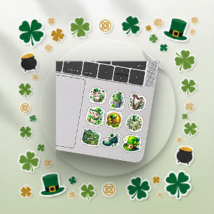 Adesivo Conjunto Irlandês do Dia de São Patrício em Aquare