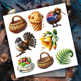 Adesivo Conjunto Kiwiana 5 da Nova Zelândia