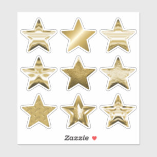 Adesivo Conjunto Metálico Dourado de Estrelas 9 Sticker