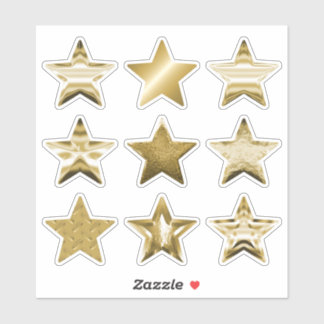 Adesivo Conjunto Metálico Dourado de Estrelas 9 Sticker