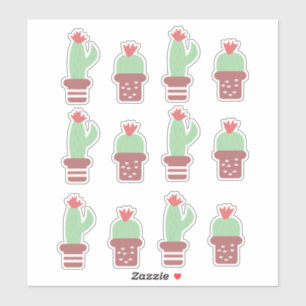 Adesivo Conjunto Plantas Cactos Cacto Fofos