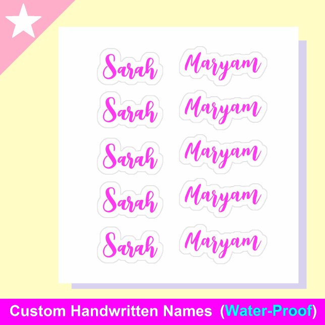 Adesivo (Conjunto Rosa de 10) Nome do Script de Assinatura (Elegant Signature Script Name Stickers for girls )