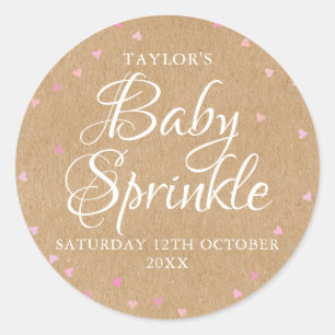 Adesivo Conjunto rústico kraft rosa corações baby sprinkle