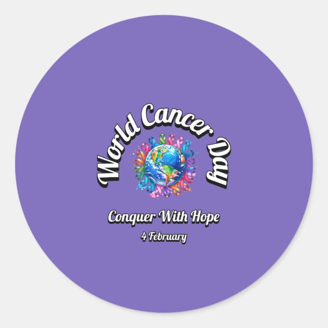 Adesivo Conquiste Com Esperança. Dia Mundial do Cancer. (Frente)
