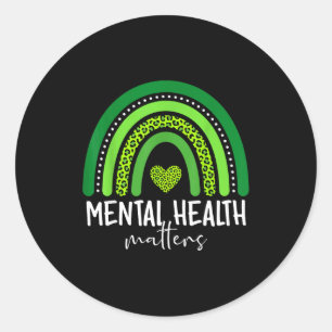 Adesivo Consciência da saúde mental cérebro arco-íris verd