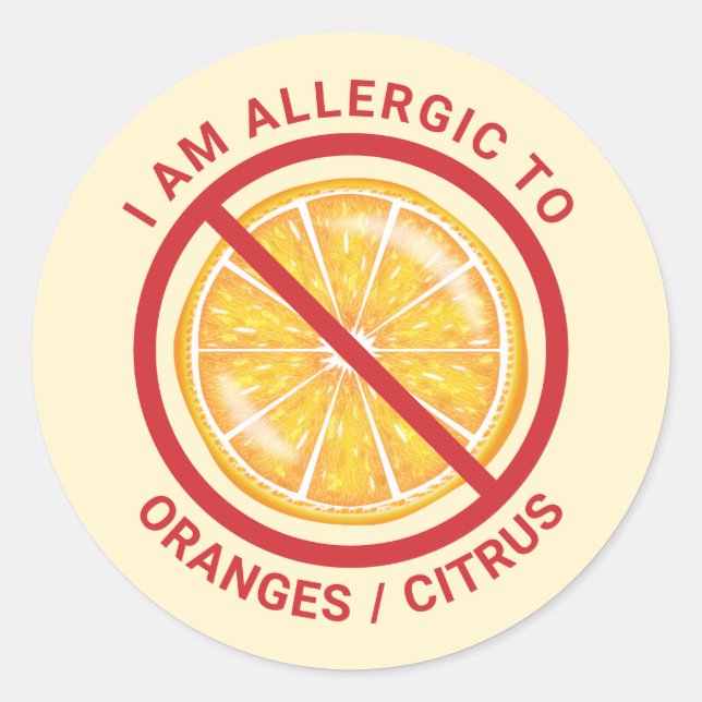 Adesivo Consciência de Alergia Alimentar a Frutas Cítricas (Frente)