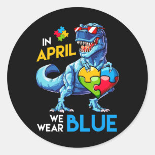 Adesivo Conscientização do Autismo Trex Dino Dinossauro Di