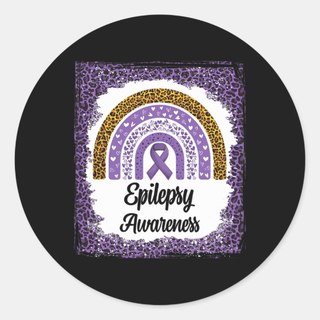 Adesivo Conscientização sobre Epilepsia Leopardo Arco-Íris (Frente)