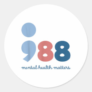 Adesivo Conscientização sobre Saúde Mental 988 e Prevenção