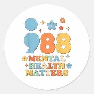 Adesivo Conscientização sobre Saúde Mental 988 e Prevenção