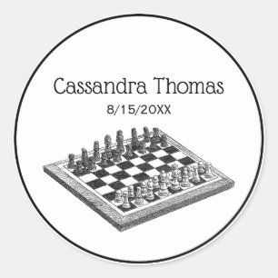 Adesivo Conselho de xadrez e peças de xadrez Vintage Art