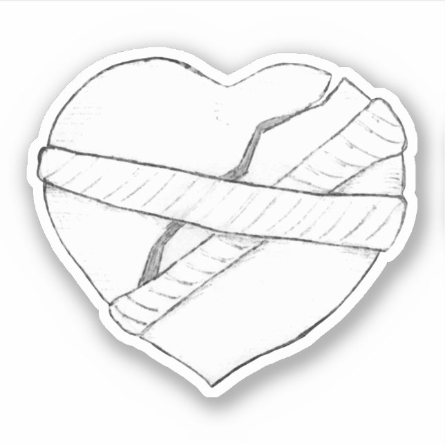 Adesivo Consertando um Coração Quebrado Sketch (Frente)
