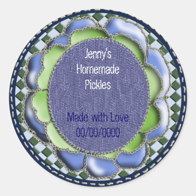 Adesivo conservas de rosetas de denim (Frente)