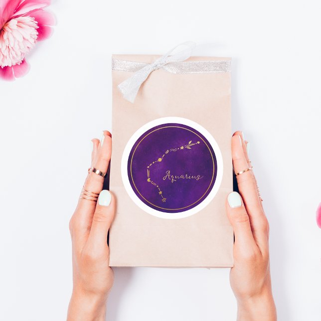 Adesivo Constelação de Aquarius Gold Foil Zodiac (Criador carregado)