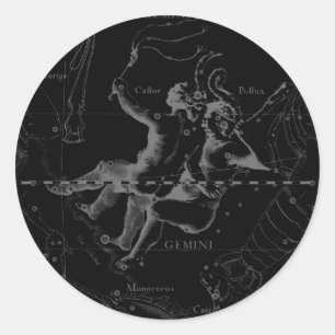 Adesivo Constelação de Gemini Zodiac Hevelius 1690