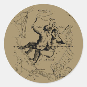 Adesivo Constelação de Gemini Zodiac Hevelius cerca de 1
