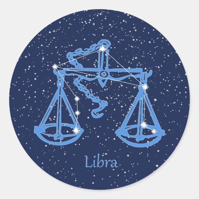 Adesivo Constelação de Libra e Sinal de Zodíaco com Estrel (Frente)