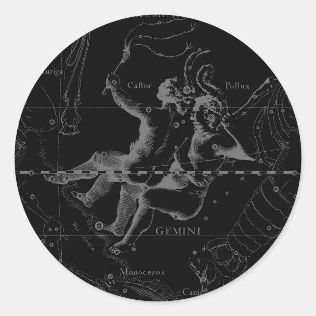 Adesivo Constelação Gemini Zodiac Hevelius 1690 (Frente)