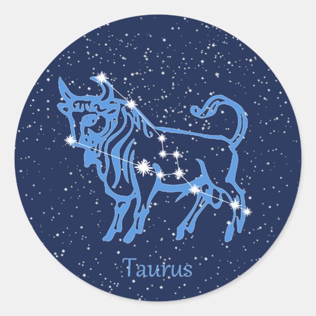 Adesivo Constelação Taurus e Sinal Zodíaco com Estrelas (Frente)