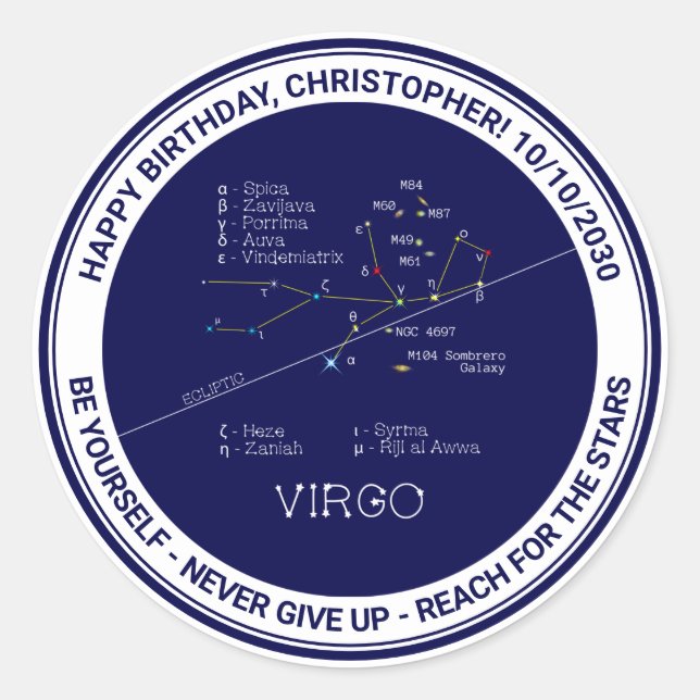 Adesivo Constelação Zodiac Virgo (Frente)
