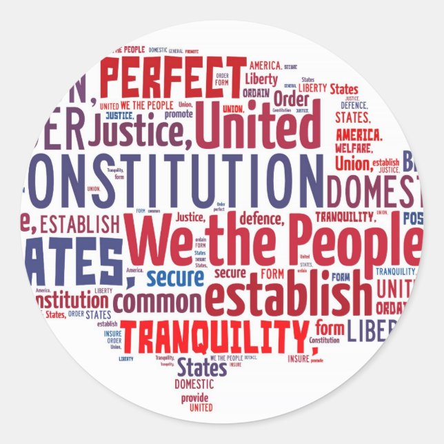 Adesivo Constituição dos Estados Unidos em Forma de EUA (Frente)