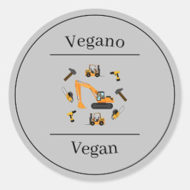 Adesivo Construção Cinza Bilíngue Aniversário Vegano Vegan