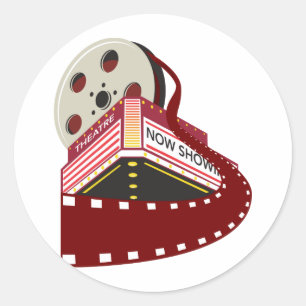Adesivo construção do cinema do teatro com desenrolar do