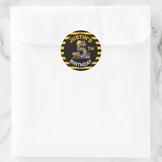 Adesivo Construção Fofa 5º Aniversário (Bolsa)