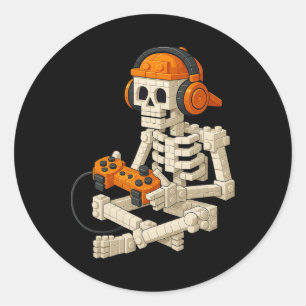 Adesivo Construindo o Brick Skeleton Vídeo Jogos Halloween