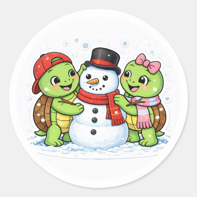 Adesivo Construindo um boneco de neve (Frente)
