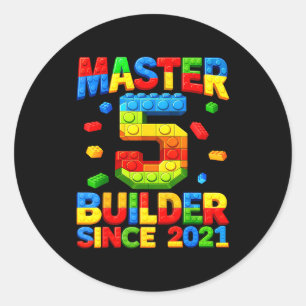 Adesivo Construtor mestre 5º aniversário 2021 5 anos de id