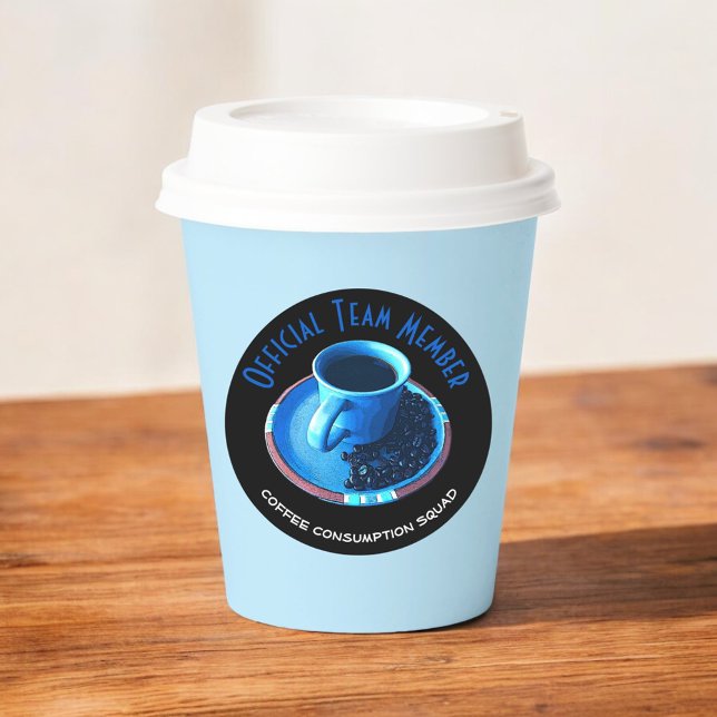 Adesivo Consumo de café - Xícara de Esquadra e Saucer (round 3" custom text sticker)