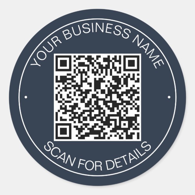 Adesivo Contato Inteligente do Código QR Azul do marinho (Frente)