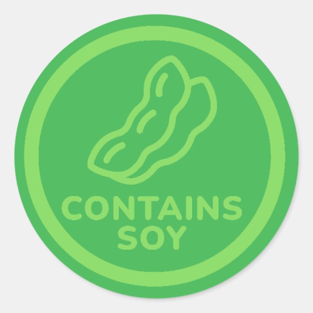 Adesivo Contém Aviso de Alergia à Soja Alimentar (Frente)