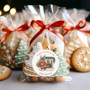 Adesivo Contém Pelo de Gato Natal Divertido Personalizado