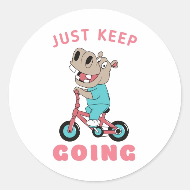 Adesivo Continua A Fazer Bicicleta De Hippo (Frente)