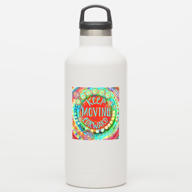 Adesivo Continue avançando com a inspiração divertida e co (Garrafa d'água)