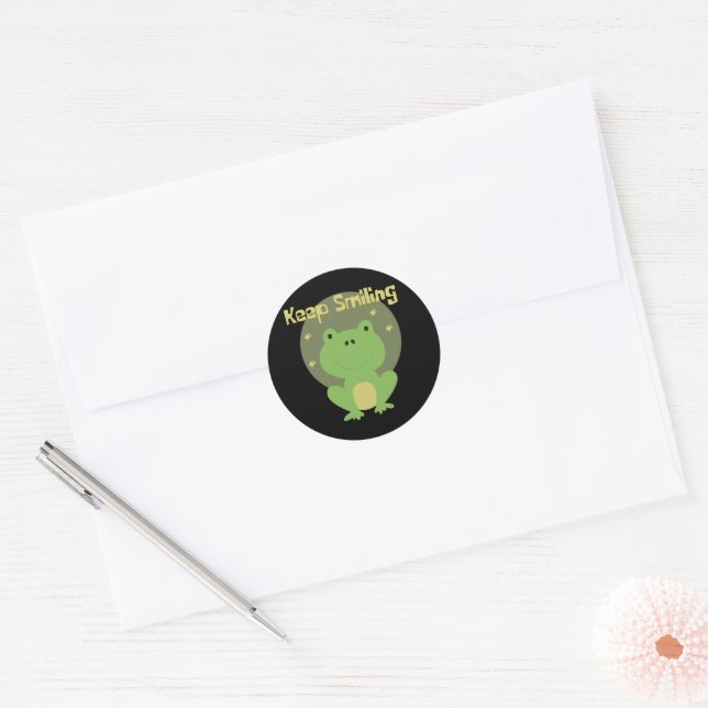 Adesivo Continue sorrindo o sapo verde do bebê Kawaii sorr (Envelope)