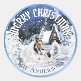 Adesivo Conto de Fadas de Inverno de Natal, Collie Blue Me