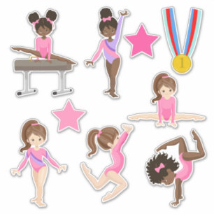 Adesivo Contorno cor-de-rosa da ginástica das meninas