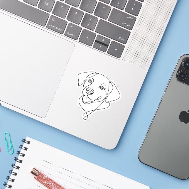 Adesivo Contorno de Cachorro (Notebook com iPhone)
