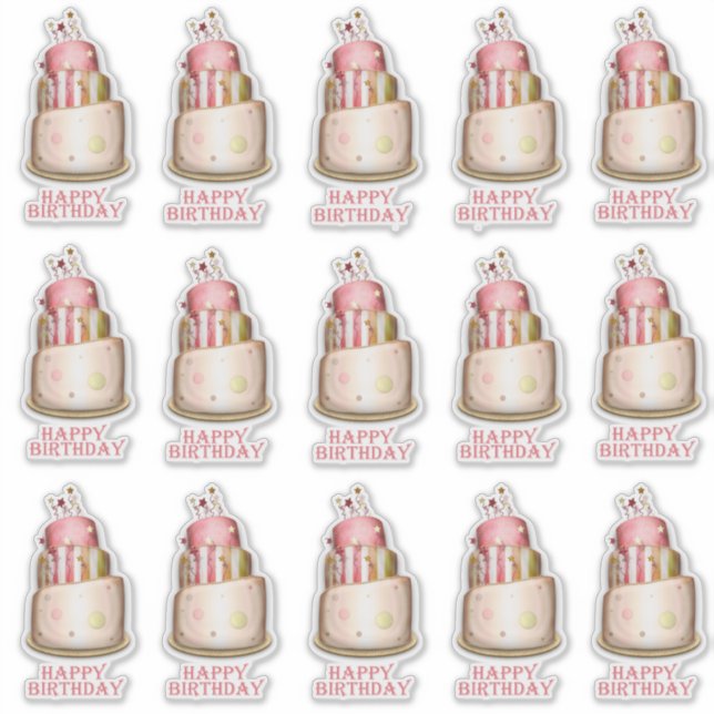 Adesivo Contorno do Bolo de Aniversário Rosa Elegante (Frente)