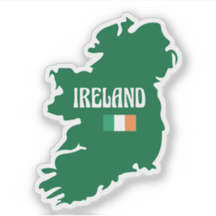 Adesivo Contorno do mapa da Irlanda com nome e bandeira