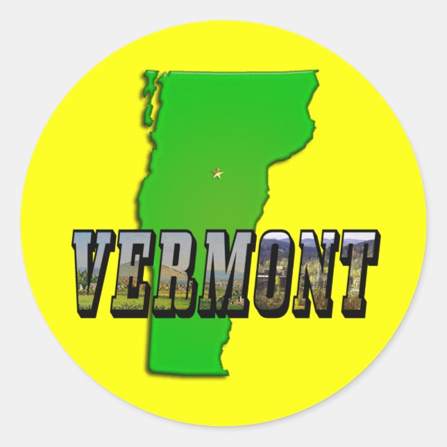 Adesivo Contorno do Mapa Vermont e Texto da Imagem (Frente)