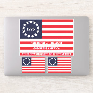 Adesivo Contorno opcional de 1776 EUA Betsy Ross do texto
