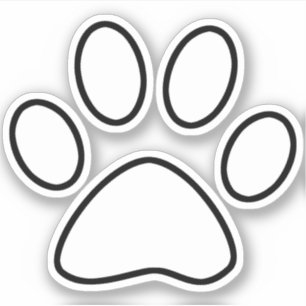 Adesivo Contorno Preto da Impressão de Paw Branco