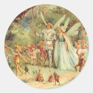 Adesivo Contos de fadas do vintage, Thumbelina e príncipe