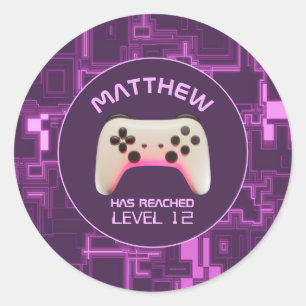 Adesivo Controlador de Jogo de Vídeo Roxo e Branco