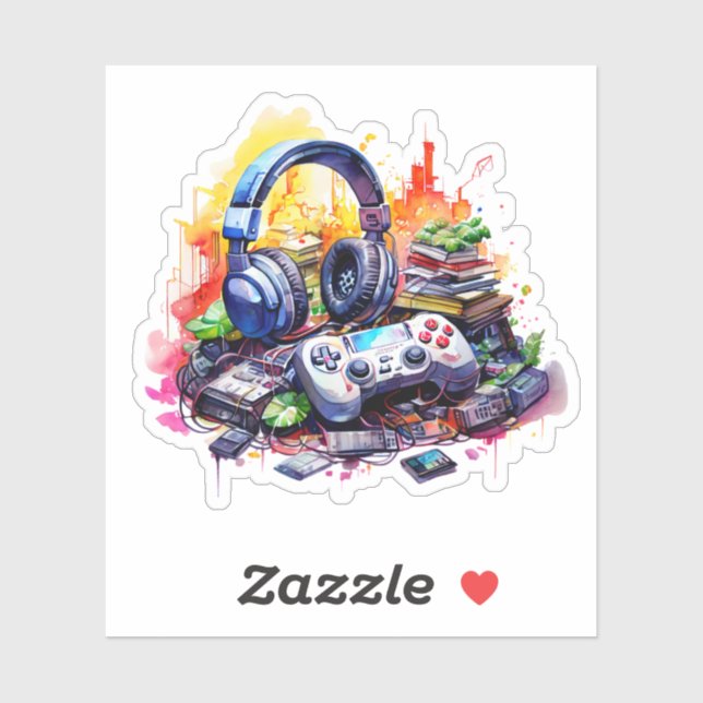 Adesivo Controlador de Vídeo, Fones de Ouvido, Livros Infa (Folha)