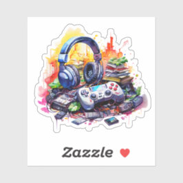 Adesivo Controlador de Vídeo, Fones de Ouvido, Livros Juve